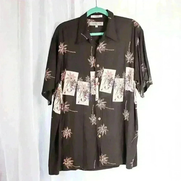 Imprints Other - Imprints Size L Black Hawaiian shirt pinup hidden art; art to wear button down